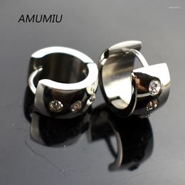 Stud Earrings AMUMIU Titanium Steel Men Women's Trendy Round Crystal Fashionable Jewellery 2024 HZE024