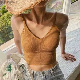 Women's Tanks Camis Sleeveless summer crop top womens tube top beauty back bra seamless push up sports bra shoulder Cami sexy backless vest topL24029