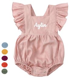 Custom born Summer Romper Solid Cotton Boy Girl Outfits Clothes 0-24M Infant Girls Korean Print Jumpsuit Baby Bodysuit 240423