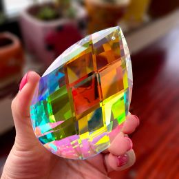 Decorations 89mm Crystal Pendant Rainbow Maker Windows Hanging Glass Prism Suncatcher Faceted Chandelier DIY Wedding Home Garden Decor