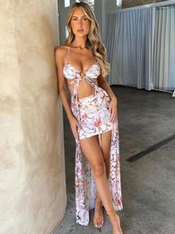 Work Dresses Mozision Strapless Print Sexy Skirt Two Piece Sets For Women Hollow Out Halter Backless Bodycon Beach Holiday Club Party Dress
