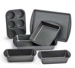 Dinnerware 6 Piece Non-Stick Bakeware Sets Easy For Release And Clean Up Carbon Steel Gray