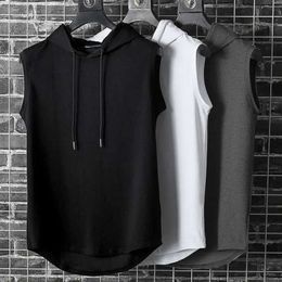 Men's T-Shirts Plus Size Summer Men Clothing Tank Tops Sweatshirt Slveless Hoodie Vest Workout Fitness Mens T Shirt Hip Hop H240429