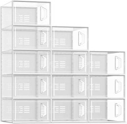 Storage Boxes Bins 12 pack shoe storage box wardrobe Organiser space saving foldable sports rack container Q240506