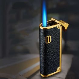 Fashion Customized Leather Pattern Straight Windproof Lighter Portable Recirculating Iatable Lighter