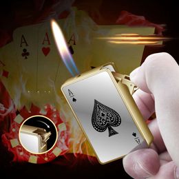 New Lighter Bulk Gilded Adjustable Playing Card Open Flame Lighter Wholesale Lighter For Smoking