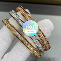 Van Cl ap classic V gold single row full diamond bracelet narrow edition high end hand inlaid version and gorgeous design