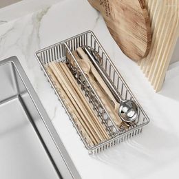 Kitchen Storage Silver Chopstick Spoon Rack Stainless Steel Large Capacity Dishwasher Cutlery Holder Sturdy Basket