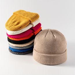 Autumn and Winter Solid Color Light Plate Knitted Hat for Men Thickened and Warm Woolen Hat for Women Embroidered Logo Cold Hat