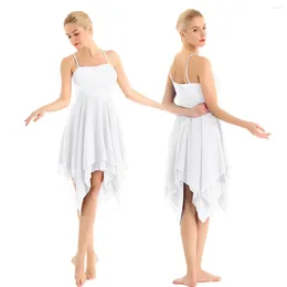 Stage Wear Lyrical Dance Costumes For Women Ballet Dress Adult Sleeveless Asymmetric Chiffon Contemporary Ballroom