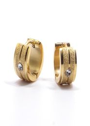 Simple Gold Hoop Earrings with Zircon Silver Gold Color Stud Earring For Women Men Ear Frosted Stud Earings2473970