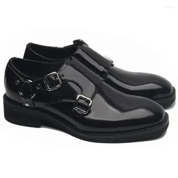 Dress Shoes Summer Men's Business Attire Handcrafted With Thick Soles And Buckles Bright Leather