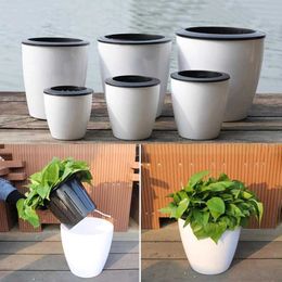 Planters Pots Lazy Flower Automatic Pot Imitates Series Plastic Self Water Desktop Home Office Garden Decoration D1 Q240429