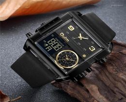 Wristwatches Oulm Men Sports Dual Display Watch Calendar Multiple Time Zone Leather Casual Wrist Watches Military Clock Reloj Homb2147154