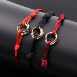 2024 New Hot Stainless Steel Bracelet 3 Metal Buckle Ribbon Lace Up Chain Multicolor Adjustable Size Bracelet For Women Man Unisex q8