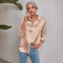 Women's Blouses Casual Shirt Long Sleeve Lapel Leopard Jacquard Button Cardigan Coat Temperament Business Office Work