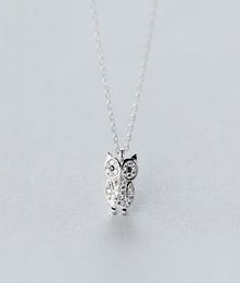 MloveAcc Authentic 100 925 Sterling Silver Animal Cute Owl Necklace Women Pendant Necklace Sterling Silver Jewellery Y2009189669330