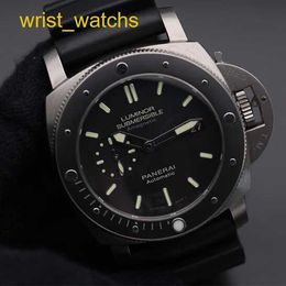 Collection Wrist Watch Panerai Submersible Series 44MM Sport Men's Black Luminous Waterproof Rubber Date Display Luxury Watch Black Ring Black Disc Tape PAM00389