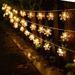 Decorations Solar String Lights Outdoor Christmas Snowflake Lights With 8 Modes Waterproof Solar Powered Patio Light For Garden Party Decor