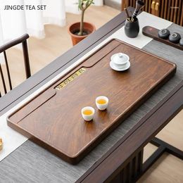 Tea Trays Household Solid Wood Tray Light Luxury Office Table Rectangular Wooden Drainage Type Ceremony Supplies