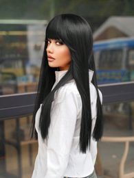 High temperature chemical fiber wig black daily fashion casual styling straight hair