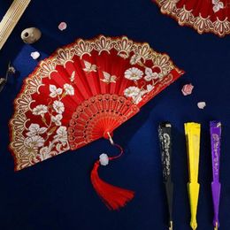 Decorative Figurines Outdoor Decoration Fan Elegant Chinese Silk Floral Butterfly Folding Set For Weddings Parties Dances Luxury Dance