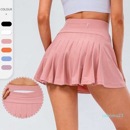 Lu Yoga Lemon Tennis Female Shorts Pleated Skirt Breathable Golf Wear Summer Women Sport Fitness Outdoor Jogging Dance Gym S Al Running Athletic