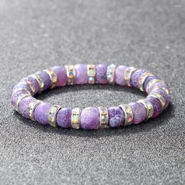 Strand Fashion Natural Stone Charm Bracelet For Women Men Colourful Rhinestones Chakra Beads Buddha Prayer Jewellery Gifts