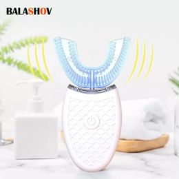 Sonic Electric Toothbrush U Type Toothbrush Silicon Head 360 Degrees Intelligent Automatic USB Charge Waterproof Teeth Whitening 240429