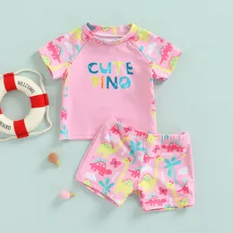 Clothing Sets Baby Toddler Girls Short Sleeve Rash Guard 2 Piece Swimsuit Set With UPF 50 Sun Protection