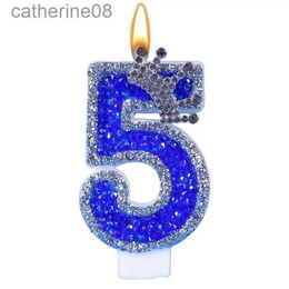 Candles Blue Birthday Candles Glitter Blue Candles For Cake 3D Shape Cake Topper Decoration For Weddings Reunions Theme Parties d240429