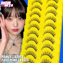 False Eyelashes GROINNEYA Manga Lashes 3D Natural Soft Cross Wispy Eyelash Extension Makeup
