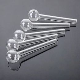 Unique Clear 4 Inch Glass Pipes Smoking Accessories Straight Pipe Pyrex Oil Burner Pipe Tobacco Handful Spoon For Hookahs ZZ