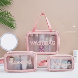 PU Women Travel Storage Bag Cosmetic Makeup Organiser Bags Waterproof Washbag Transparent Cases 240419
