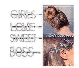 Sparkly Letter Hair Clip Word Barrettes Pins Crystal Bobby Pins Bling Handmade Luxury Rhinestones Hair Jewellery Headwear Accessor3931682