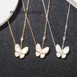 Designer Luxury Necklace vancllf S925 Sterling Silver Butterfly temperament versatile rose gold minority design ins white Fritillaria pendant clavicle chain