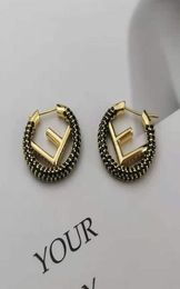 2021 fashion jewelry 21 new F letter ring earrings advanced temperament Black and white full diamond f Earrings4222383