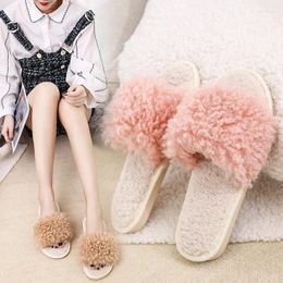 Slippers Cotton Cute Casual Home Plush Slipper Women's Non-Slip Wear-Resistant Shoes Woman House