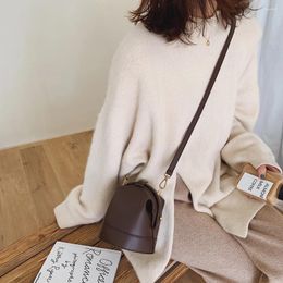 Shoulder Bags Vintage Bucket Bag For Women PU Leather 2024 Trend Female Crossbody With Adjustable Strap