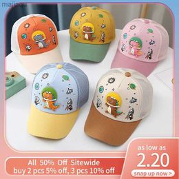Caps Hats Cute Dinosaur Baby Baseball Hat for Children Summer Mesh Foot Hat for Boys and Girls Quick Drying Sun Sunshade Cartoon Childrens Button HatL240429