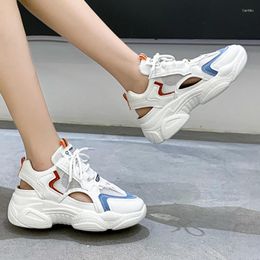 Casual Shoes Baotou Sports Sandals For Women 2024 Spring/Summer Thick Sole Mesh Hollow Versatile Fashion Little White Trend