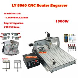 Mini CNC Router 8060Z 3axis 4axis 1500W Air Cool Spindle Metal Cutting CNC Machine ER20 Collet March3 With Limit Switch