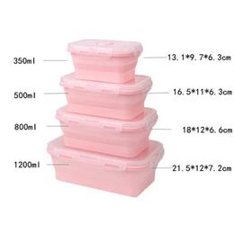 Bento Boxes 4Pc Silicone Folding Bento Box Collapsible Portable Lunch Box for Food Dinnerware Food Container Bowl Lunchbox Tableware New