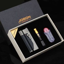 Jobon Blue Flame Torch Lighter With Filter Cigarette Holder Set Business Gift