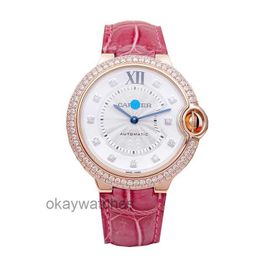 Unisex Dials Automatic Working Watches Carter Blue Balloon 36 Dia 18K Rose Gold Diamond Set Mechanical Watch Womens WE902028