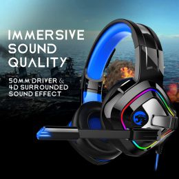 Instruments Gaming Headset Rgb Earphone Dynamic Led Lighting Earphone Sound Quality with Microphone Headphone for Pc Notebook Mobile Desktop