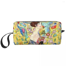 Storage Bags Custom Japanese Fan Lady Toiletry Bag For Gold Gustav Klimt Symbolism Makeup Cosmetic Organiser Beauty Dopp Kit Box