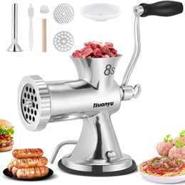 Stainless Steel Manual Meat Grinder and Sausage Filler - Household Beef, Chicken, and Chilli Rack - Easy to Clean with Dishwasher Safe Parts