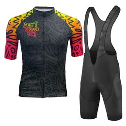 Mens DONT STOP NOW Cycling Jersey Kit Banana Bike Shirt Riding Sets Clothing Wear Black Bib Shorts Lycra 240416