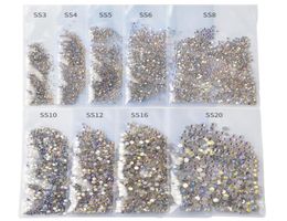 1440pcsPack SS3SS20 Starry AB Rhinestones For Nails 3d Flatback Glass Strass Non fix Crystal Charm Nail Art Glitter Decoratio6442515